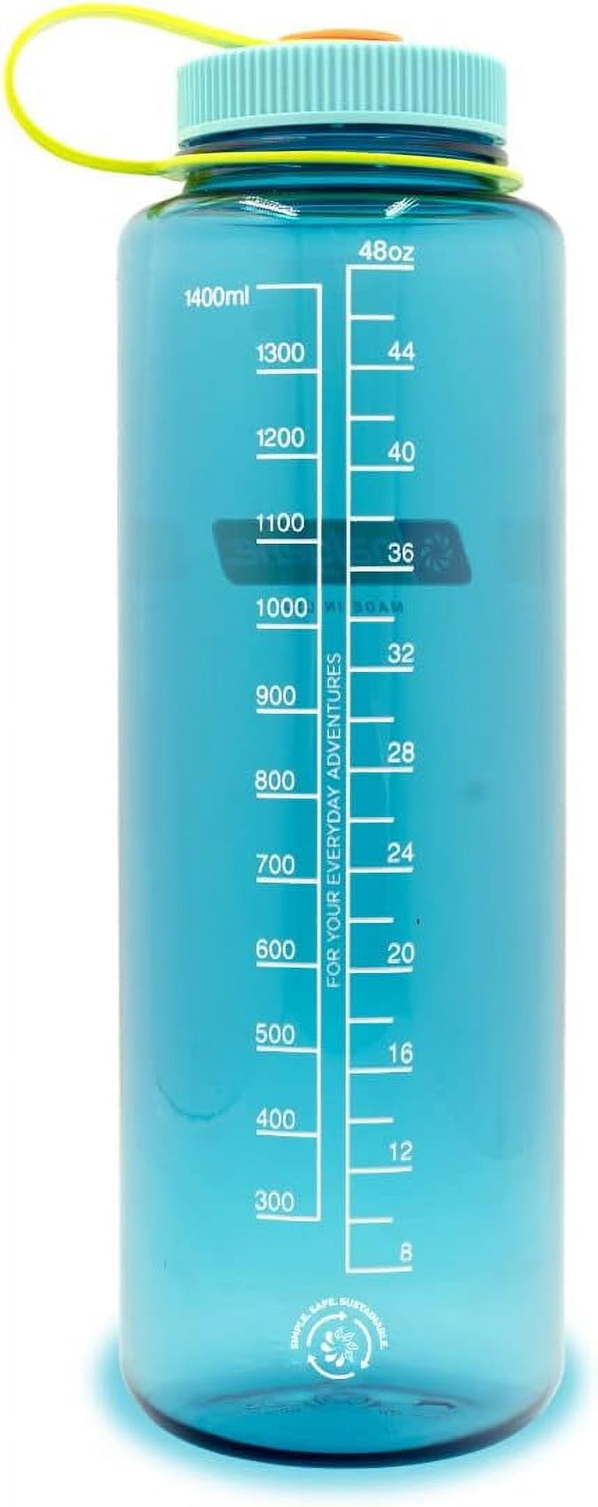 Nalgene Sustain Tritan BPA-Free Water Bottle Made with Material Derived from 50% Plastic Waste (using ISCC certified mass balance), 48 OZ, Wide Mouth, Blue Edition-ZS00