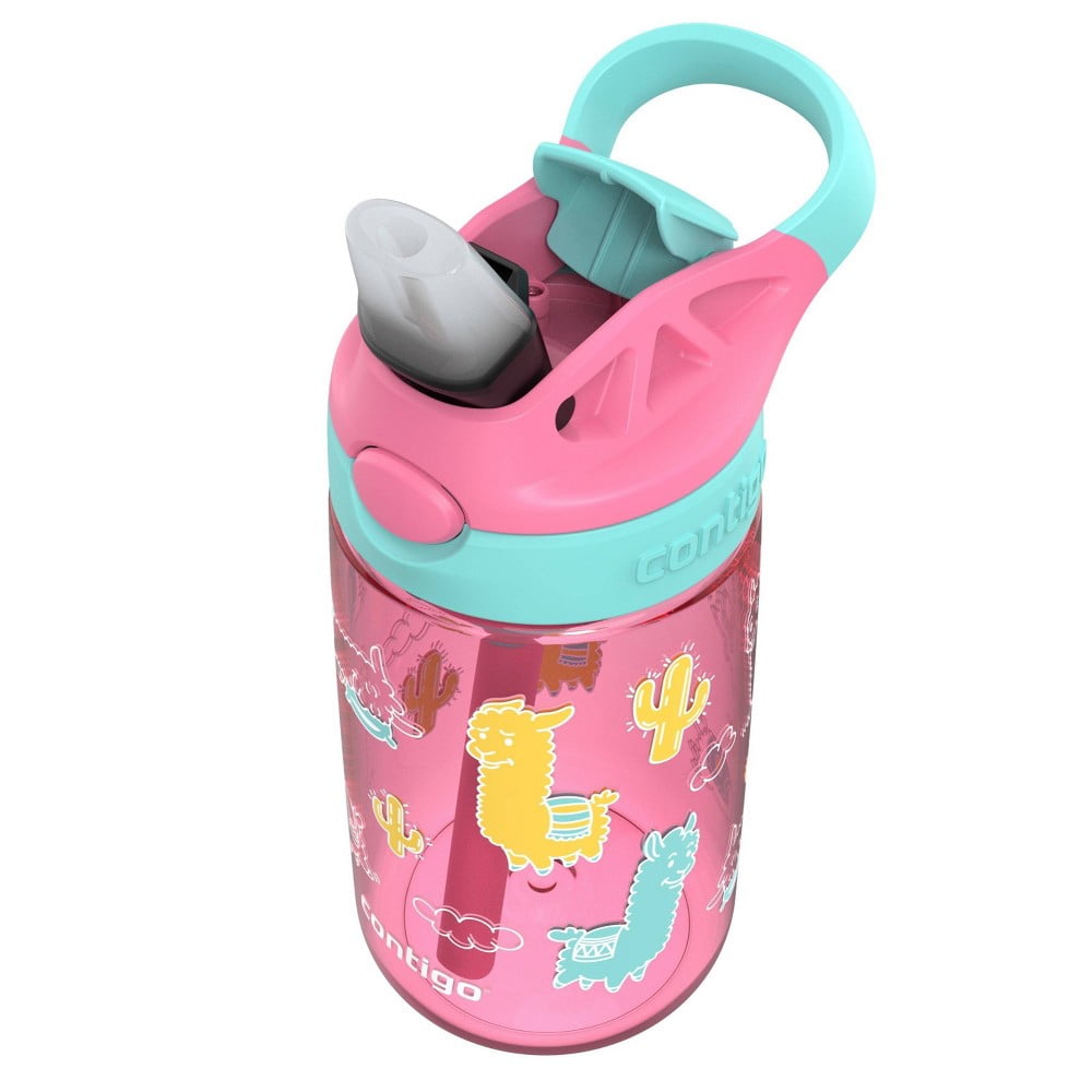 Contigo 14oz Kids' Water Bottle with Redesigned AutoSpout Straw Azalea Jade Vine with Llamas Edition-XWPV