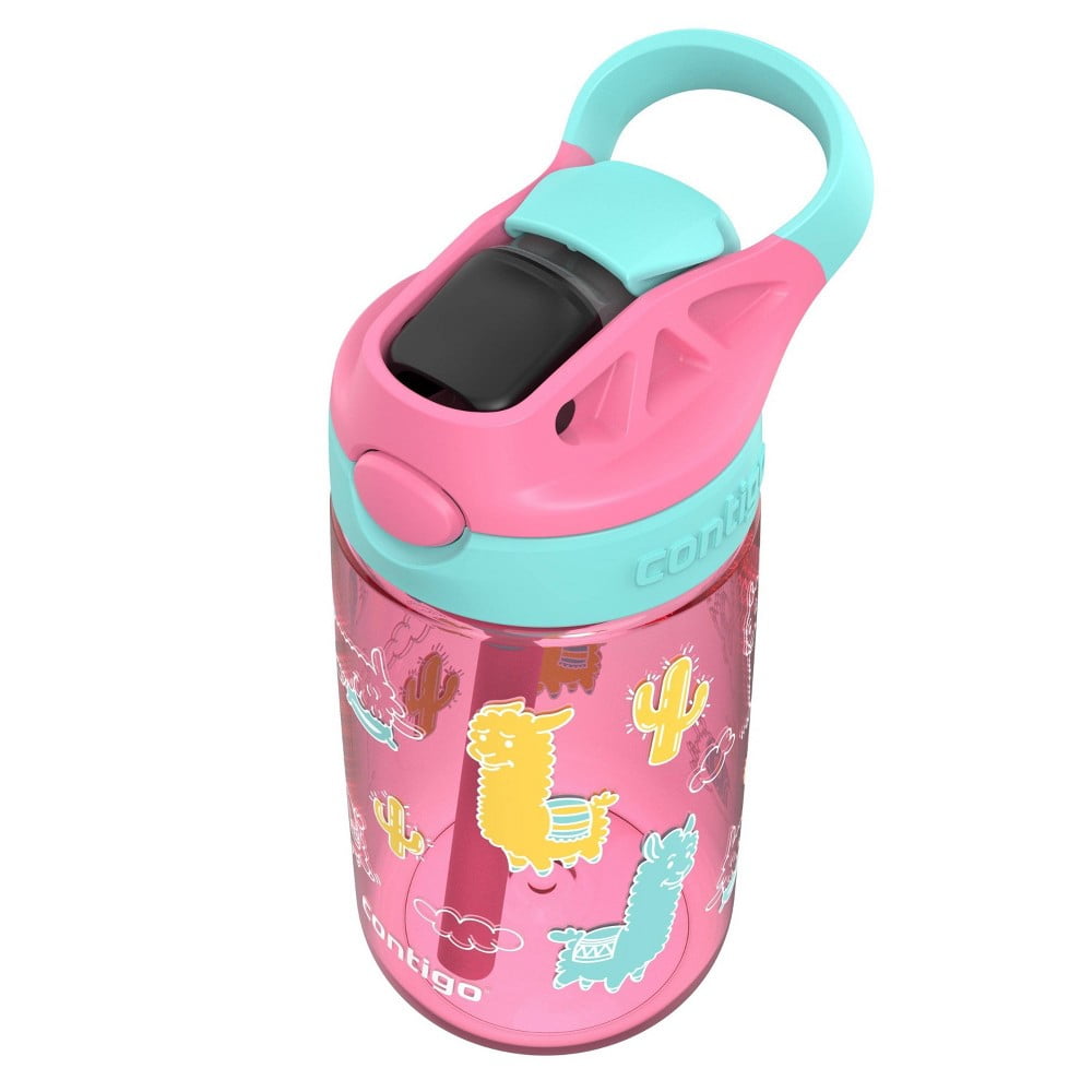 Contigo 14oz Kids' Water Bottle with Redesigned AutoSpout Straw Azalea Jade Vine with Llamas Edition-XWPV