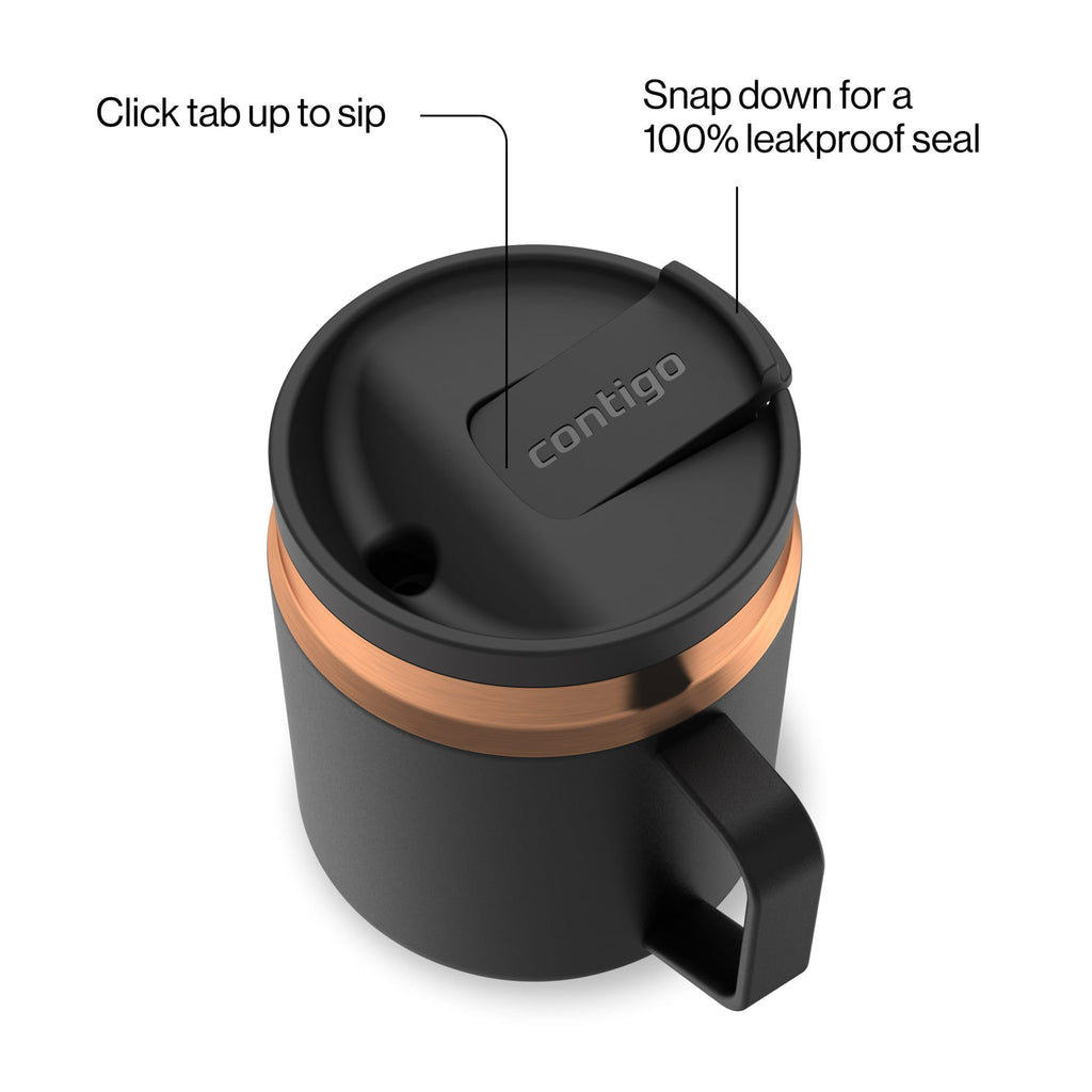 Contigo SnapSeal Leakproof Stainless Steel Reusable Travel Tumbler,Black/Bronze, 14 oz Edition-BNZN