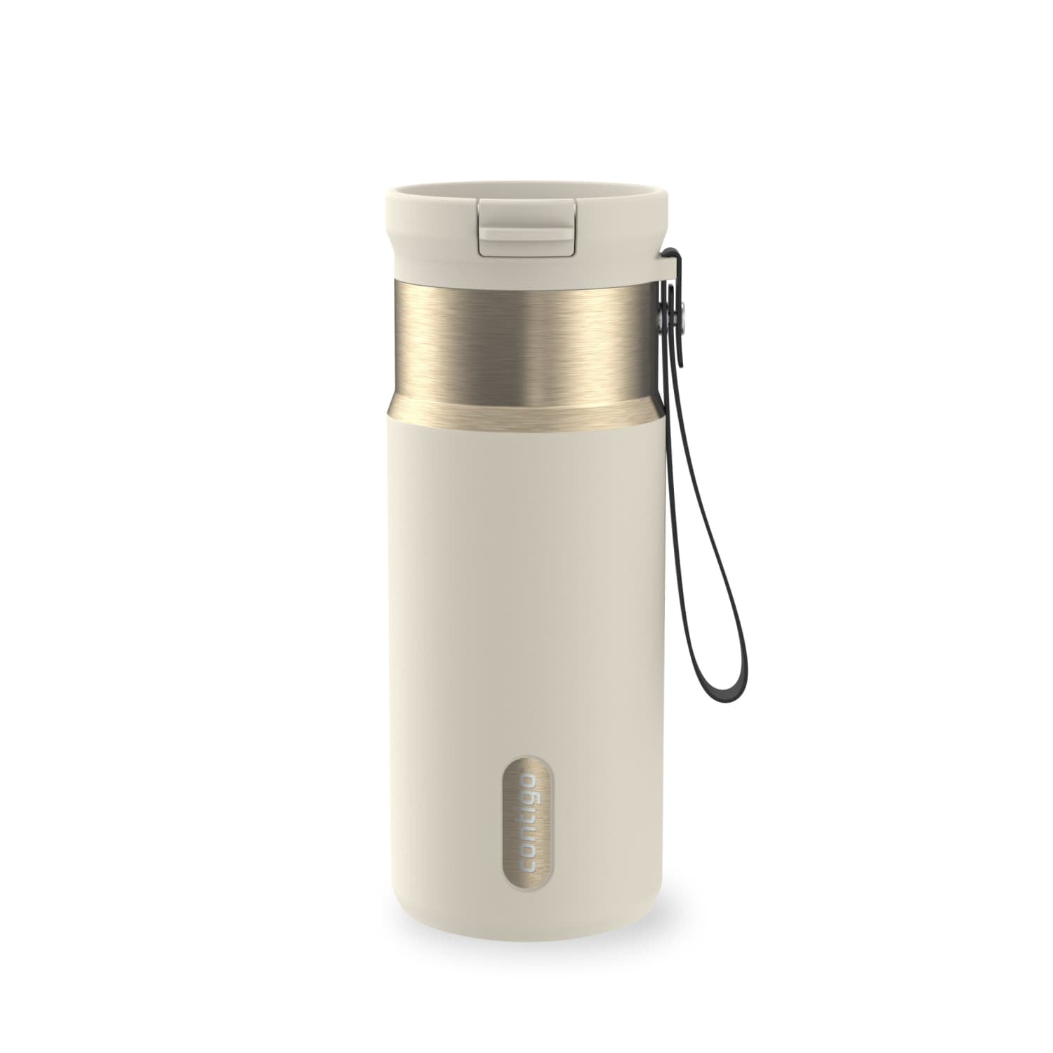 Contigo SnapSeal Leakproof Stainless Steel Reusable Water Bottle with Carrying Strap, Black/Bronze, 16 oz Edition-8P48
