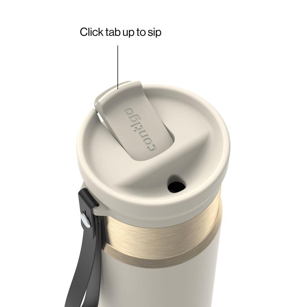Contigo SnapSeal Leakproof Stainless Steel Reusable Water Bottle with Carrying Strap, Black/Bronze, 16 oz Edition-8P48