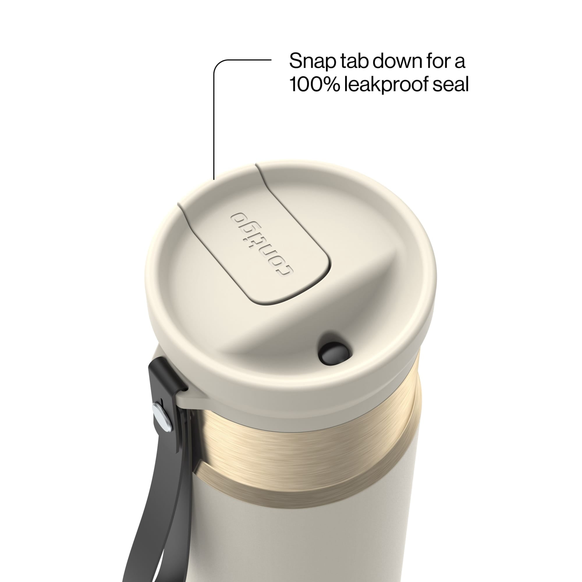 Contigo SnapSeal Leakproof Stainless Steel Reusable Water Bottle with Carrying Strap, Black/Bronze, 16 oz Edition-8P48