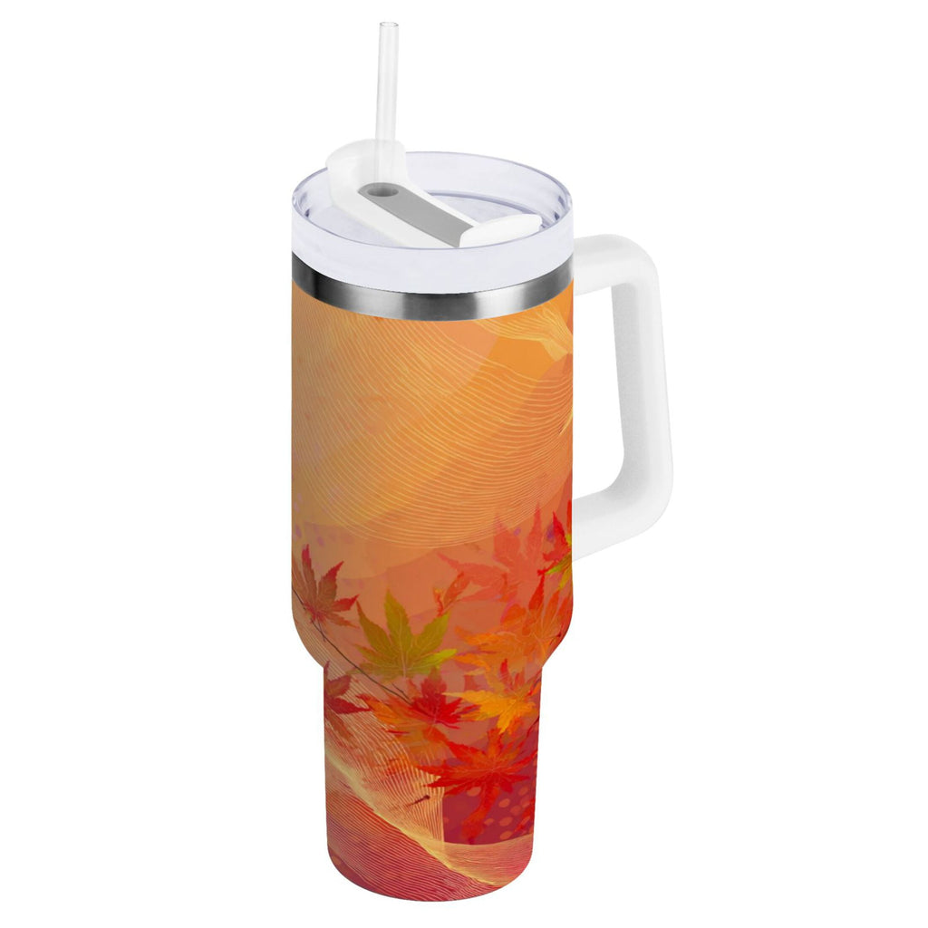 40 oz Insulated Stainless Steel Tumbler Double Wall Stainless Steel Tumbler with 2-Way Drinking Red Maple Leaves in Autumn Edition-9KWF