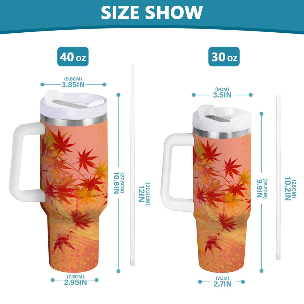 40 oz Insulated Stainless Steel Tumbler Double Wall Stainless Steel Tumbler with 2-Way Drinking Red Maple Leaves in Autumn Edition-9KWF