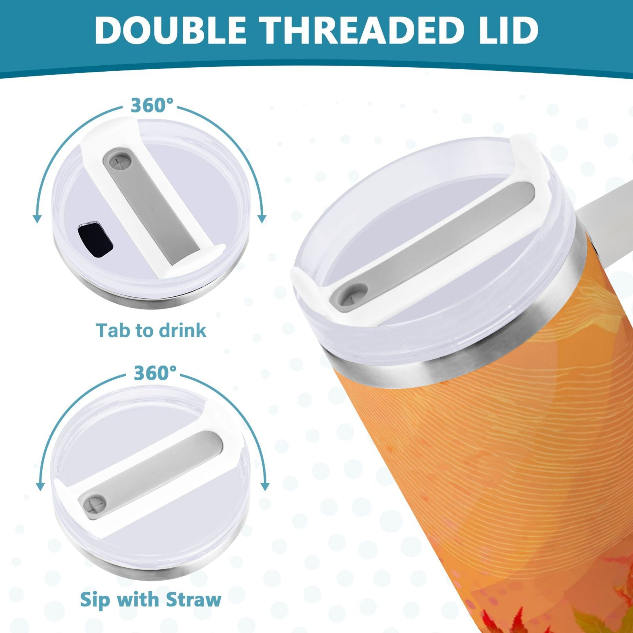 40 oz Insulated Stainless Steel Tumbler Double Wall Stainless Steel Tumbler with 2-Way Drinking Red Maple Leaves in Autumn Edition-9KWF