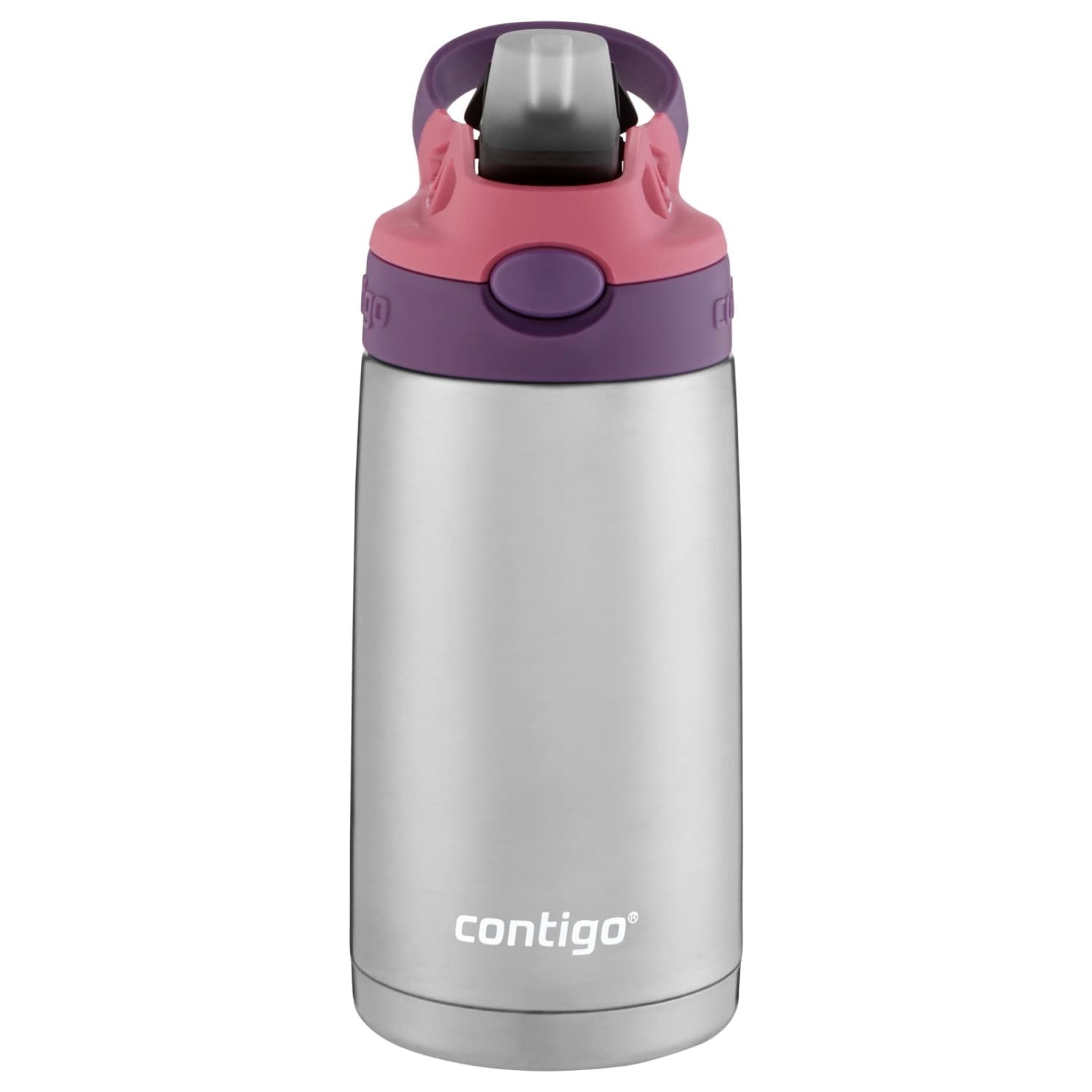 Contigo Kids Stainless Steel Water Bottle with Redesigned AUTOSPOUT Straw Lid Eggplant and Punch, 13 fl oz. Edition-IA8H
