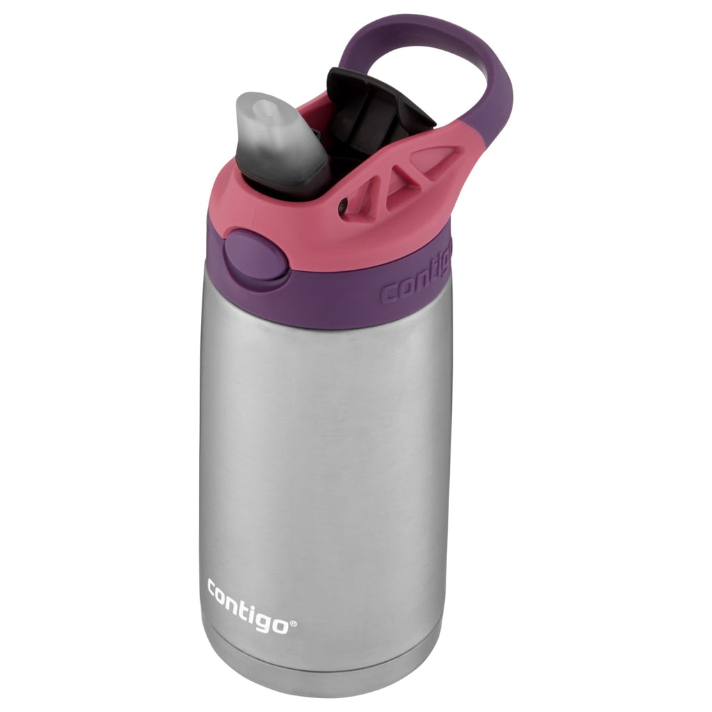 Contigo Kids Stainless Steel Water Bottle with Redesigned AUTOSPOUT Straw Lid Eggplant and Punch, 13 fl oz. Edition-IA8H