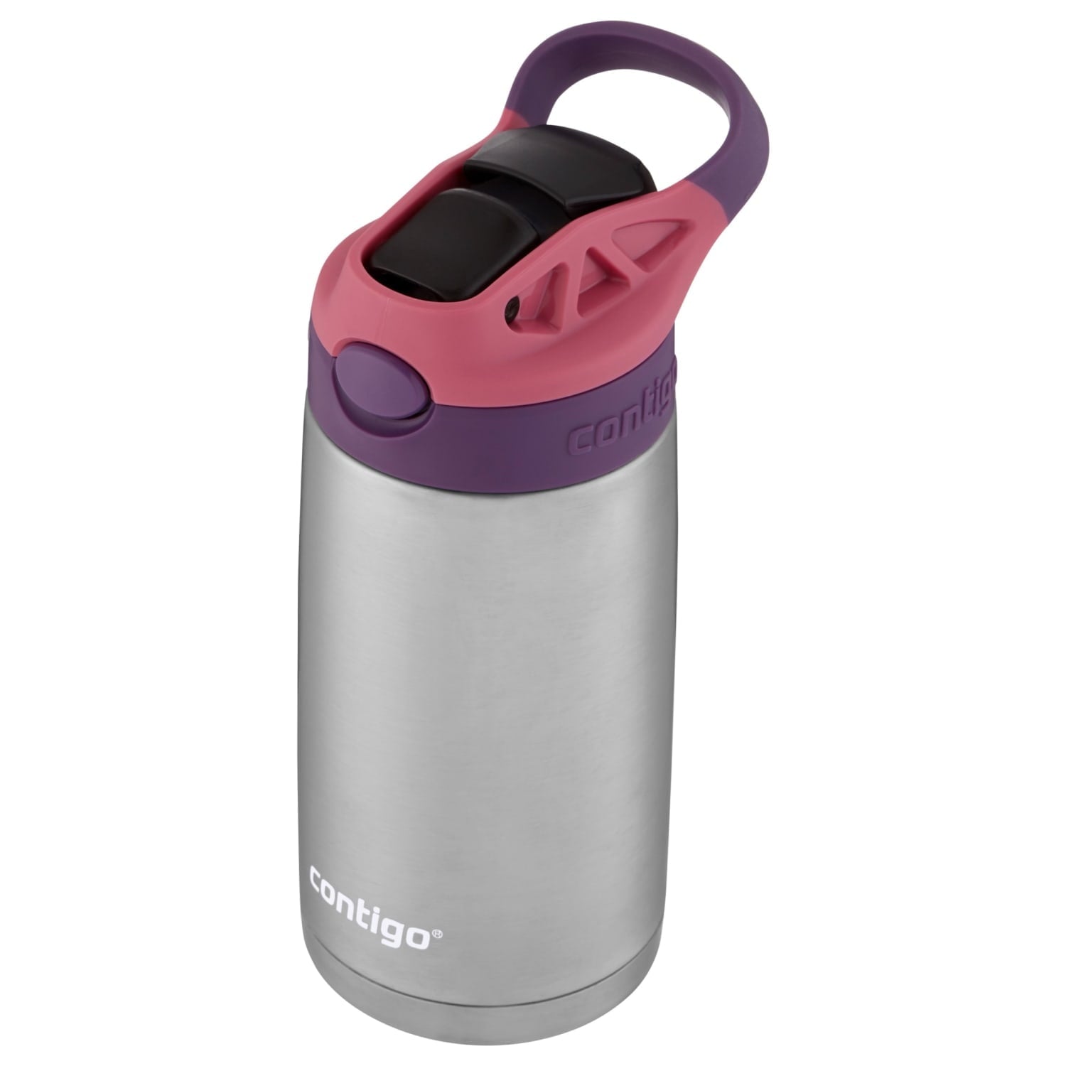 Contigo Kids Stainless Steel Water Bottle with Redesigned AUTOSPOUT Straw Lid Eggplant and Punch, 13 fl oz. Edition-IA8H