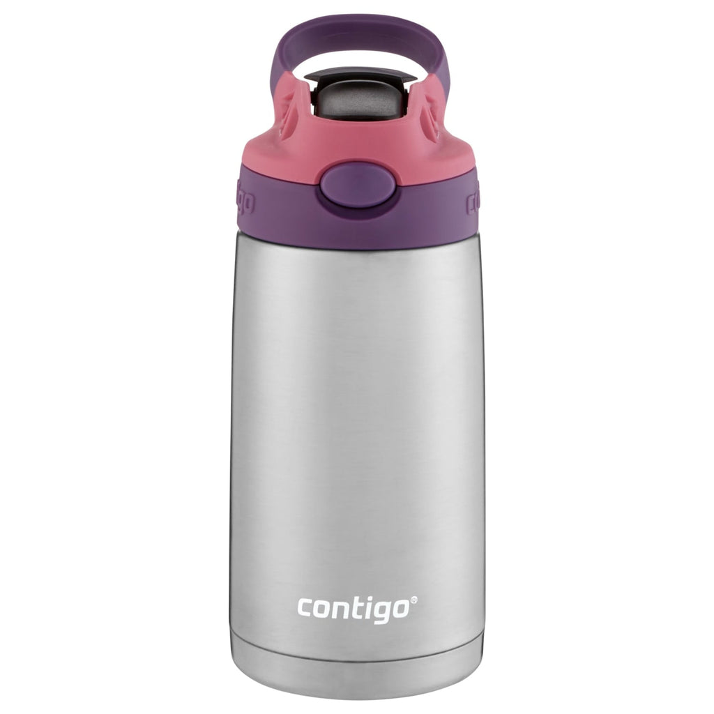 Contigo Kids Stainless Steel Water Bottle with Redesigned AUTOSPOUT Straw Lid Eggplant and Punch, 13 fl oz. Edition-IA8H