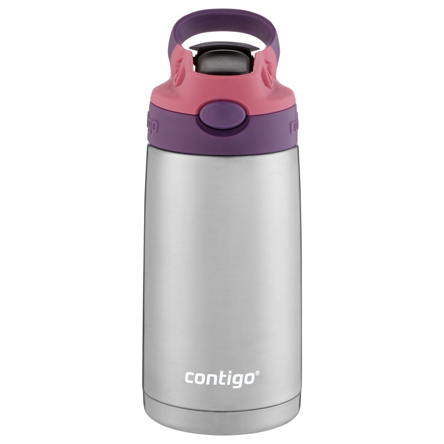 Contigo Kids Stainless Steel Water Bottle with Redesigned AUTOSPOUT Straw Lid Eggplant and Punch, 13 fl oz. Edition-IA8H