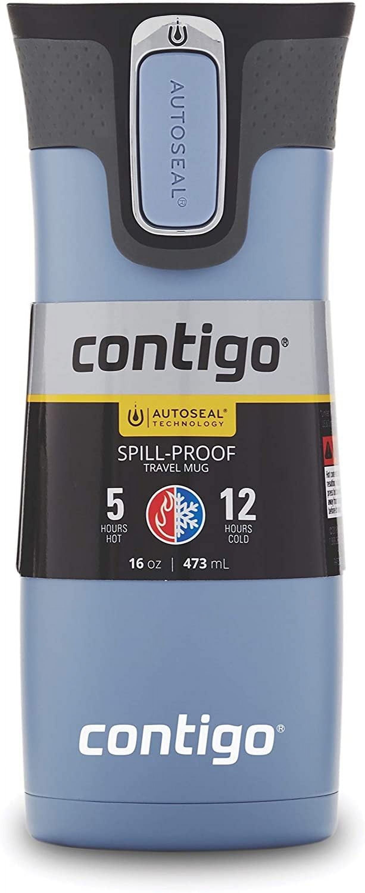 Contigo AUTOSEAL West Loop 2.0 Travel Mug, 16 oz., Stainless Steel with Black Button Edition-XTUM