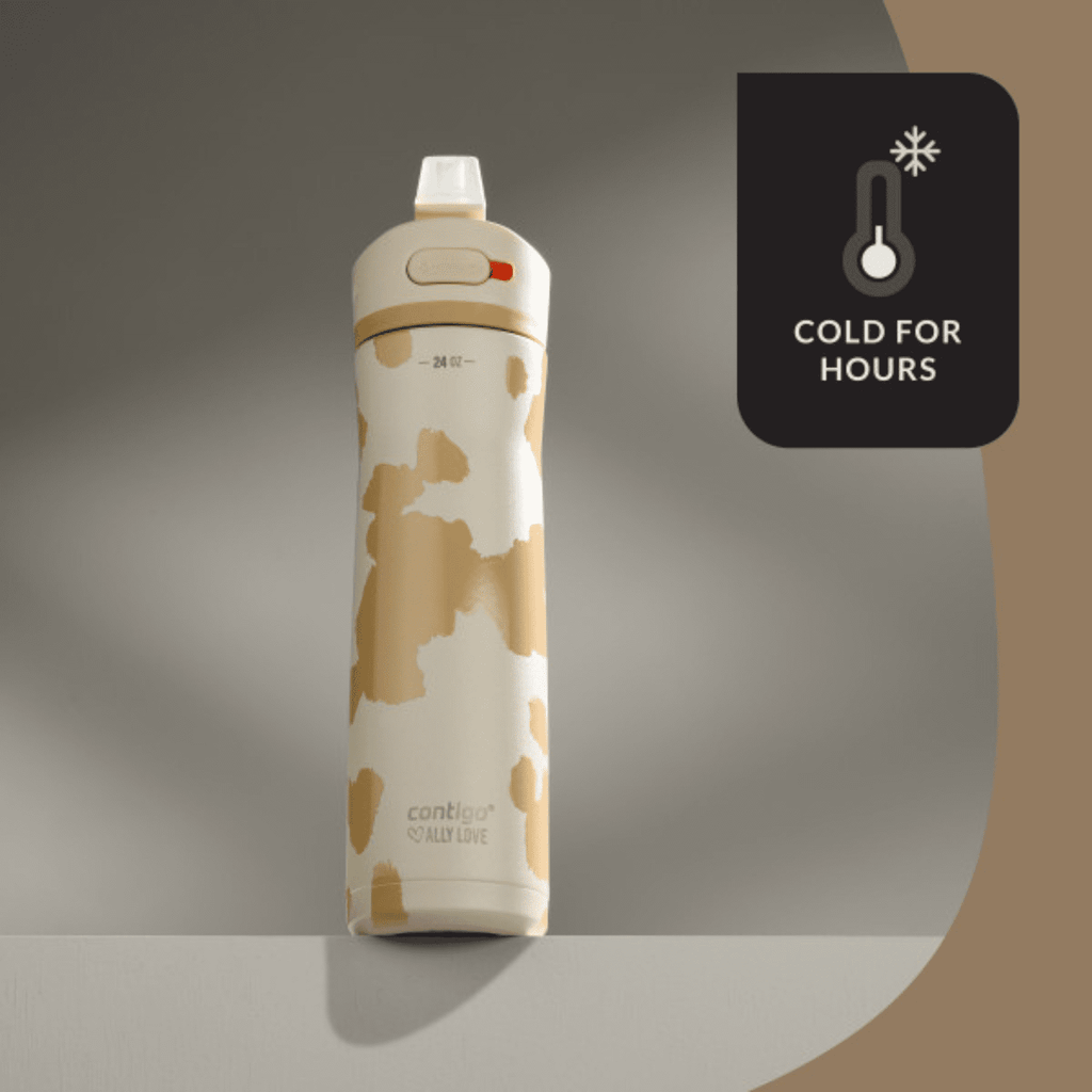 Contigo x Ally Love Ashland Chill 2.0 Stainless Steel Water Bottle with Autospout Lid, 24 oz, Oatmilk Edition-PR7L