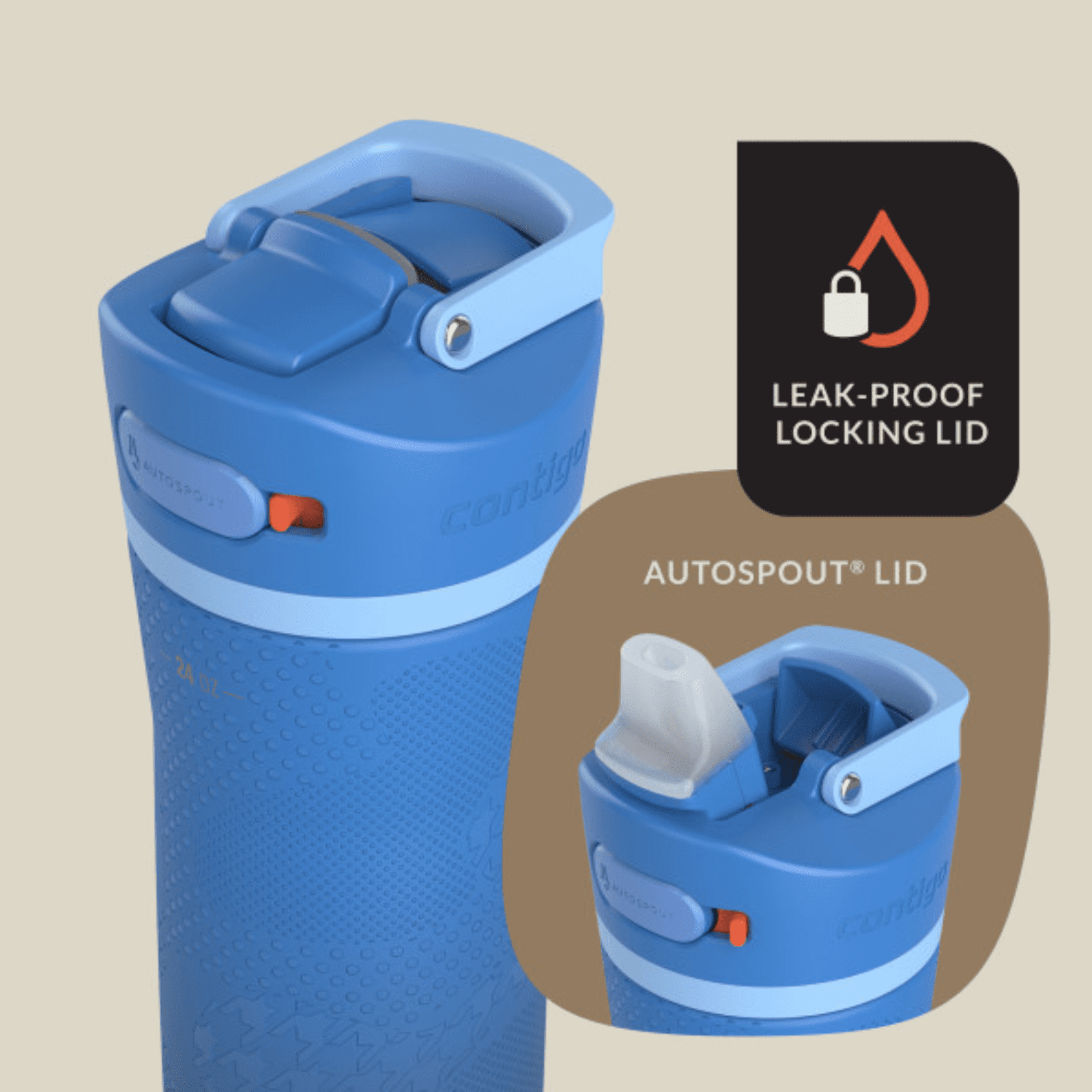 Contigo x Ally Love Ashland Chill 2.0 Stainless Steel Water Bottle with Autospout Lid, 24 oz, Oatmilk Edition-PR7L