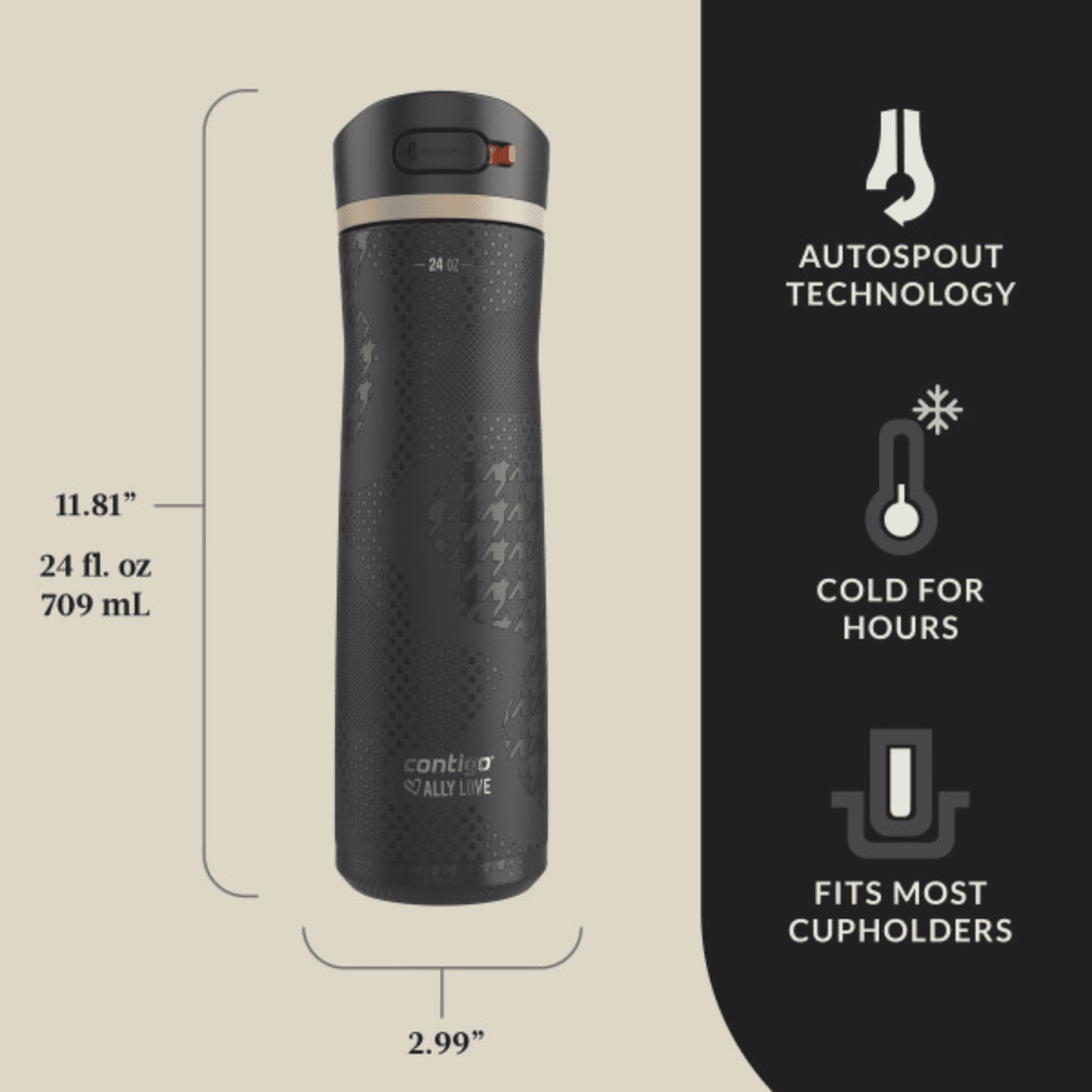 Contigo x Ally Love Ashland Chill 2.0 Stainless Steel Water Bottle with Autospout Lid, 24 oz, Oatmilk Edition-PR7L