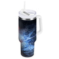 40 oz Insulated Stainless Steel Tumbler Double Wall Stainless Steel Tumbler with 2-Way Drinking Baseball with Water and Fire Edition-EUOP