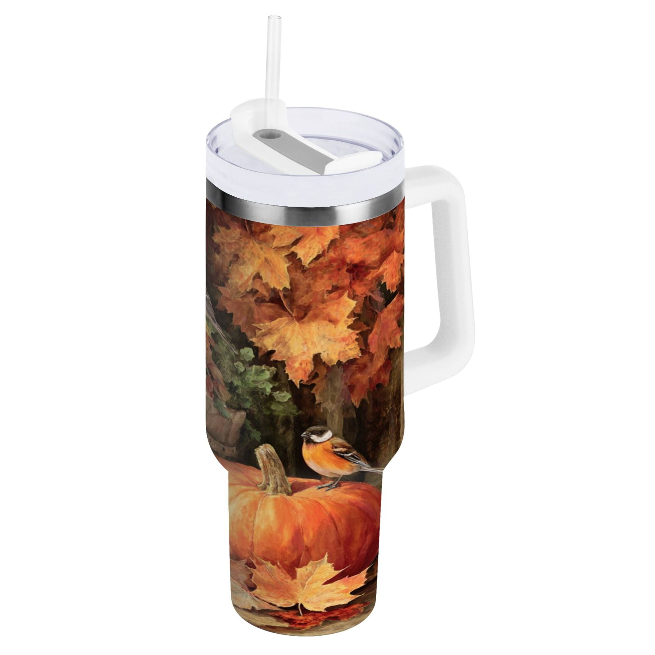 30 oz Insulated Stainless Steel Tumbler Double Wall Stainless Steel Tumbler with 2-Way Drinking Beautiful Fall Scene Edition-S7U1