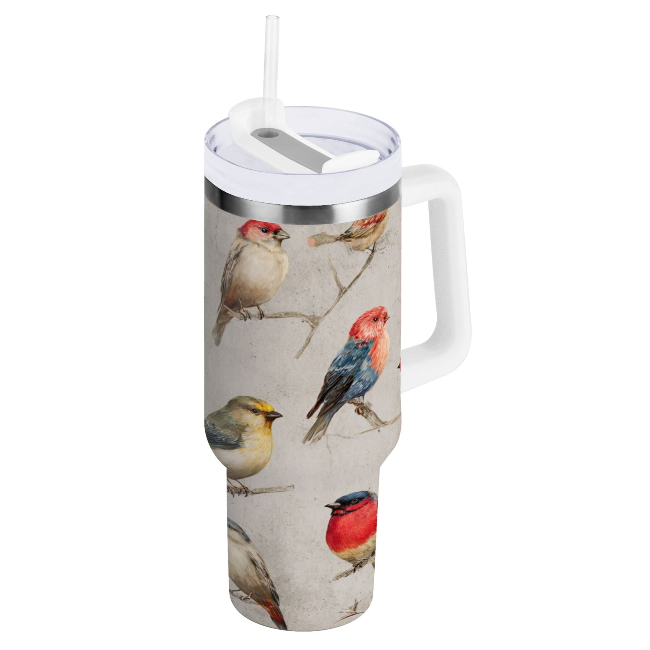 40 oz Insulated Stainless Steel Tumbler Double Wall Stainless Steel Tumbler with 2-Way Drinking Birds Pattern Edition-O1QE