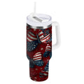40 oz Insulated Stainless Steel Tumbler Double Wall Stainless Steel Tumbler with 2-Way Drinking Butterfly with National Flag Edition-VBHJ