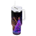 40 oz Insulated Stainless Steel Tumbler Double Wall Stainless Steel Tumbler with 2-Way Drinking Christmas Trees with Lights Edition-GDV6