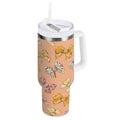 40 oz Insulated Stainless Steel Tumbler Double Wall Stainless Steel Tumbler with 2-Way Drinking Cute Animal Print Bows Edition-WG06