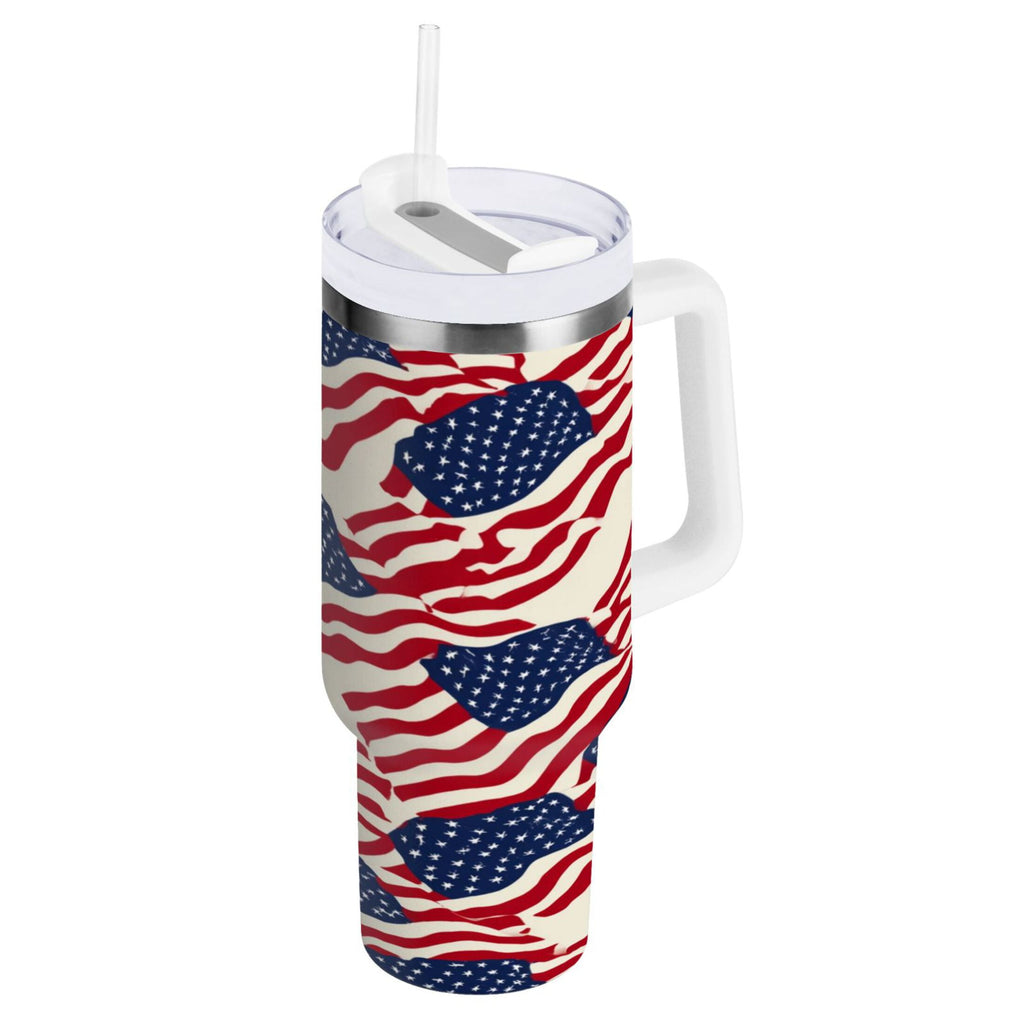 40 oz Insulated Stainless Steel Tumbler Double Wall Stainless Steel Tumbler with 2-Way Drinking Flags Abstract Design Edition-6IEN