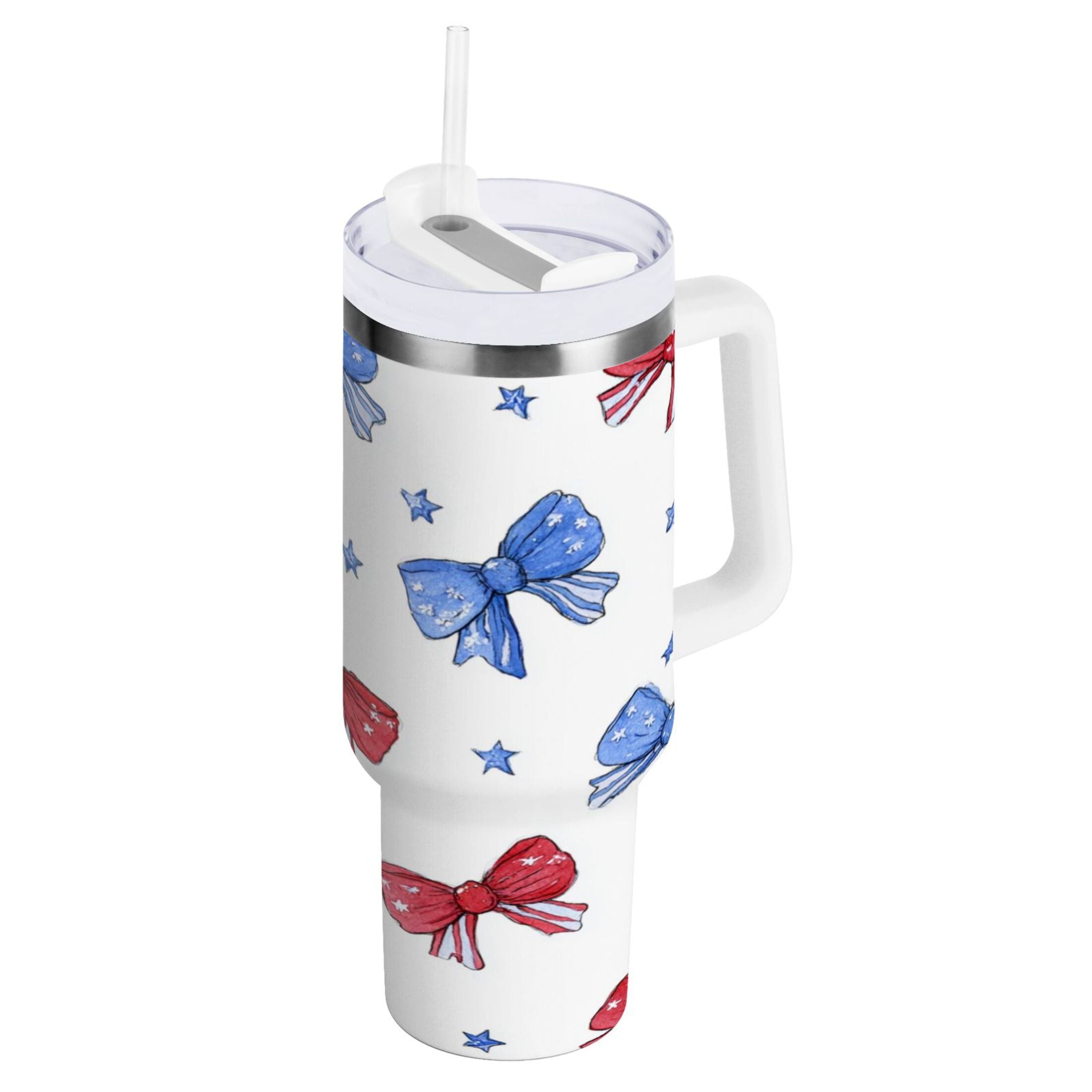 40 oz Insulated Stainless Steel Tumbler Double Wall Stainless Steel Tumbler with 2-Way Drinking Hand-drawn Bows Edition-9RPN