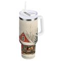 40 oz Insulated Stainless Steel Tumbler Double Wall Stainless Steel Tumbler with 2-Way Drinking House with Snow-covered Roof Edition-4AKM