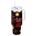40 oz Insulated Stainless Steel Tumbler Double Wall Stainless Steel Tumbler with 2-Way Drinking Light Bulbs and Maple Leaves Edition-JSQN
