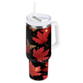 40 oz Insulated Stainless Steel Tumbler Double Wall Stainless Steel Tumbler with 2-Way Drinking Maple Leaves and Fireflies Edition-UWTD