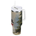 40 oz Insulated Stainless Steel Tumbler Double Wall Stainless Steel Tumbler with 2-Way Drinking Moody Snowman Couple Edition-W4AX