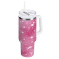 40 oz Insulated Stainless Steel Tumbler Double Wall Stainless Steel Tumbler with 2-Way Drinking Pink Glitter Background Edition-Z74Z
