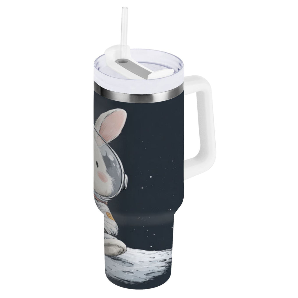 40 oz Insulated Stainless Steel Tumbler Double Wall Stainless Steel Tumbler with 2-Way Drinking Rabbit in A Space Edition-2DXJ