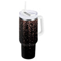 40 oz Insulated Stainless Steel Tumbler Double Wall Stainless Steel Tumbler with 2-Way Drinking Rose Gold Glitter Edition-6OMJ