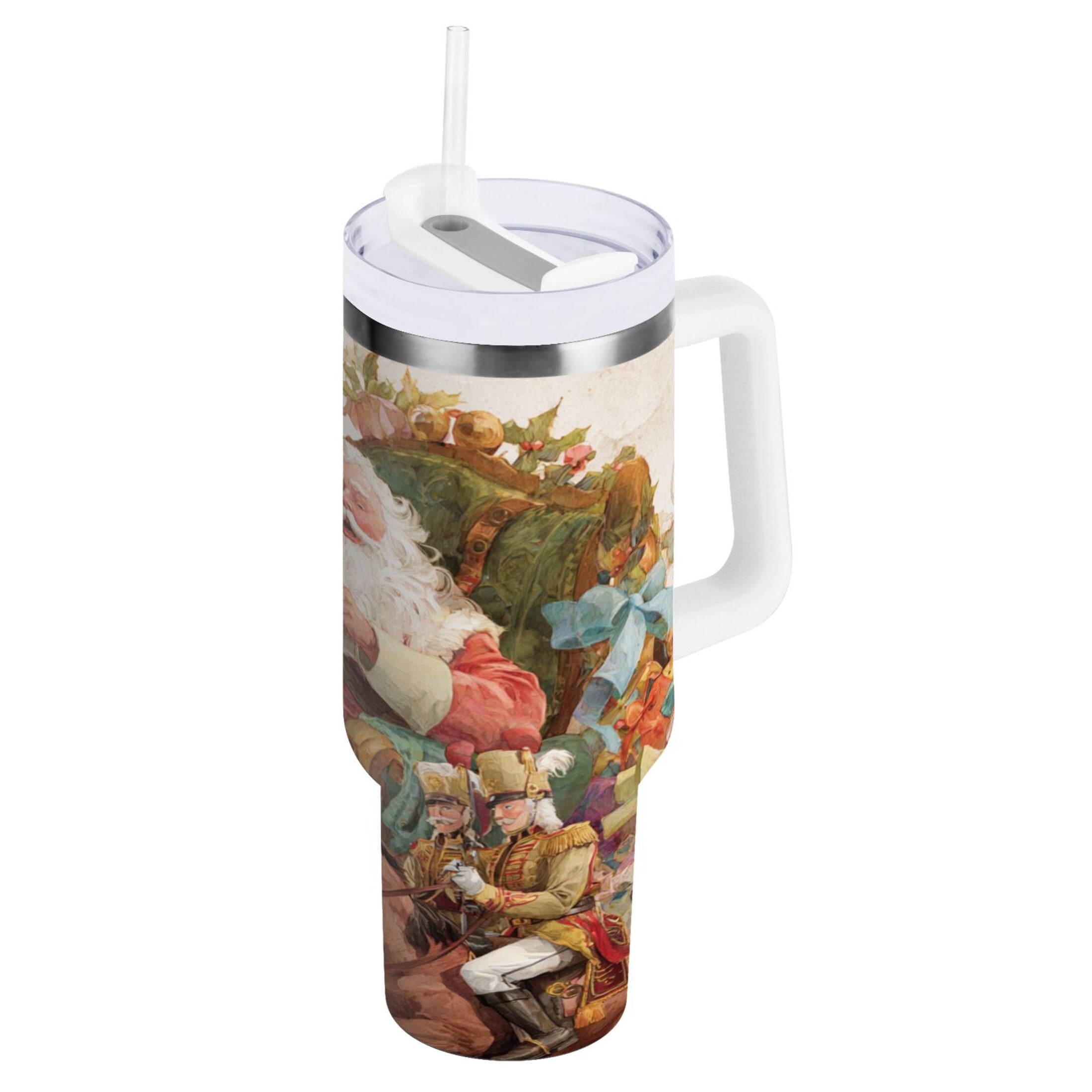 30 oz Insulated Stainless Steel Tumbler Double Wall Stainless Steel Tumbler with 2-Way Drinking Santa Claus Sitting in Chair Edition-ZN8H