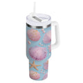 40 oz Insulated Stainless Steel Tumbler Double Wall Stainless Steel Tumbler with 2-Way Drinking Seashells and Pearls Pattern Edition-EKJY