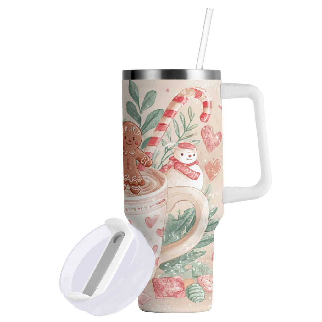 30 oz Insulated Stainless Steel Tumbler Double Wall Stainless Steel Tumbler with 2-Way Drinking Cute Christmas Design Edition-MQZW