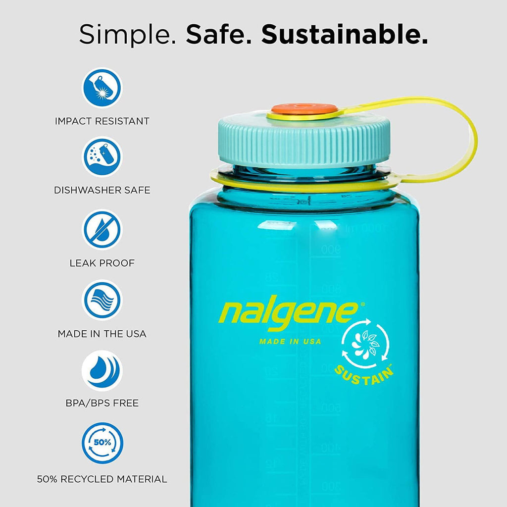 Nalgene Sustain 32 oz. Wide Mouth Water Bottle - Indigo Edition-YXRS