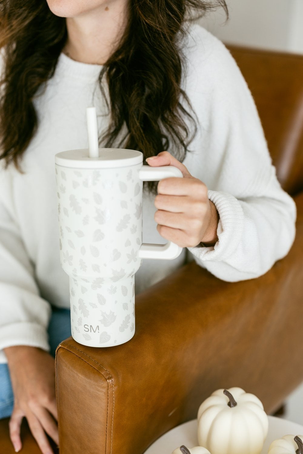 Simple Modern 30 fl oz Insulated Stainless Steel Trek Tumbler with Straw Lid | Seaglass Sage and Cream Checkmate Edition-16A6