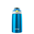 Kids Water Bottle with Straw 13 oz Autospout, Easy Clean Lid, Pop Up Spill Proof Valve, Durable BPA Free Plastic, for School Sports Travel, Blue Edition-ZTJF