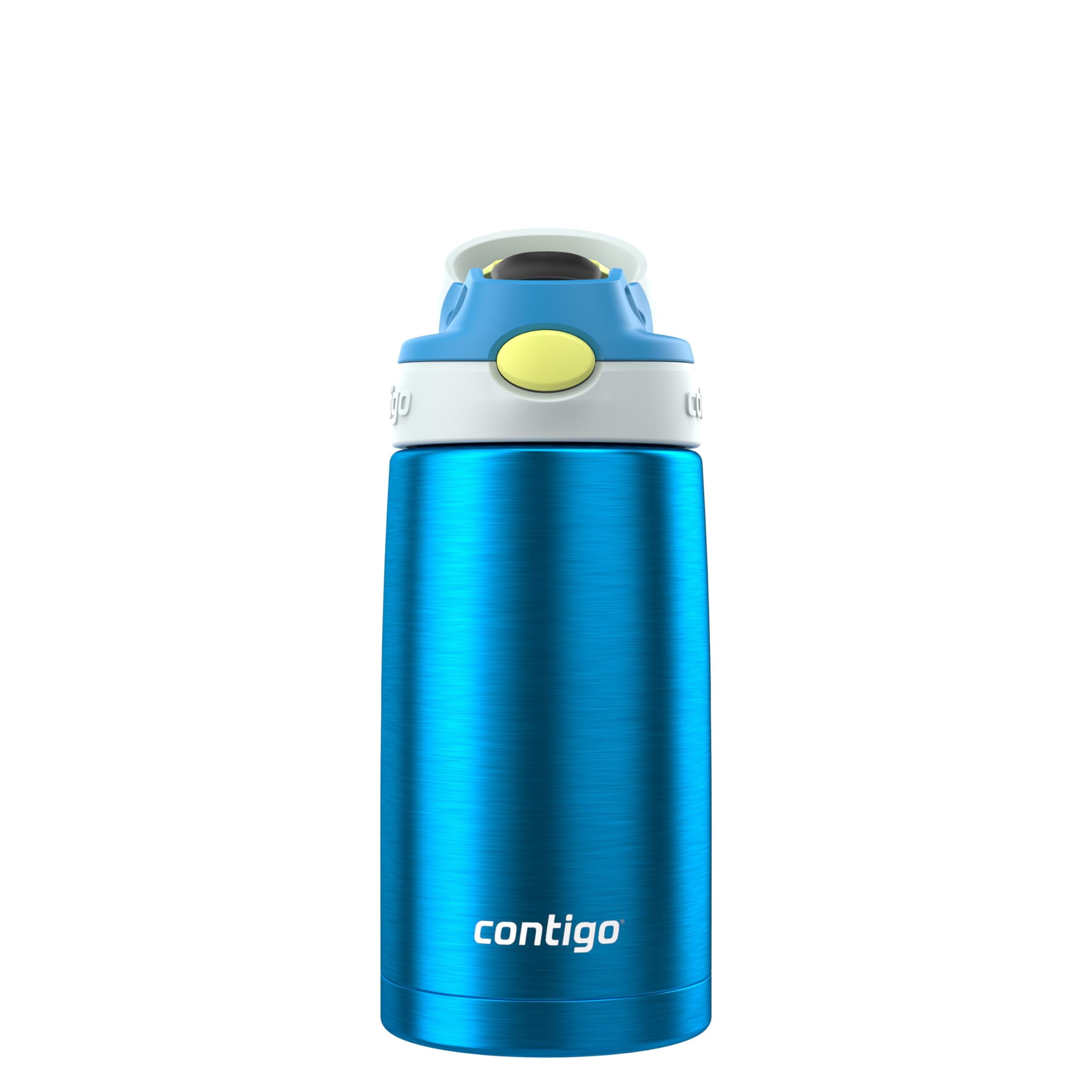 Kids Water Bottle with Straw 13 oz Autospout, Easy Clean Lid, Pop Up Spill Proof Valve, Durable BPA Free Plastic, for School Sports Travel, Blue Edition-ZTJF