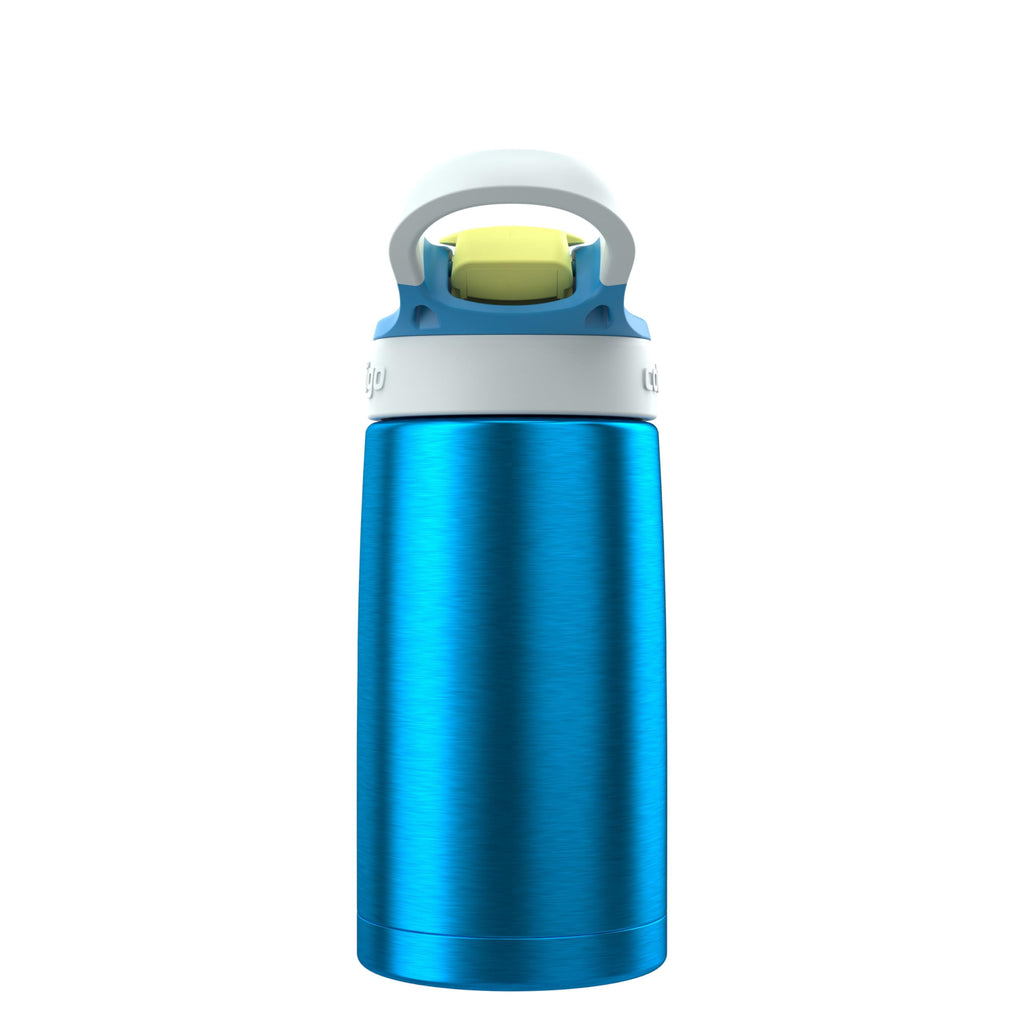 Kids Water Bottle with Straw 13 oz Autospout, Easy Clean Lid, Pop Up Spill Proof Valve, Durable BPA Free Plastic, for School Sports Travel, Blue Edition-ZTJF