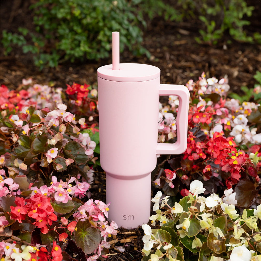 Simple Modern 40 fl oz Insulated Stainless Steel Trek Tumbler with Straw Lid | Blush Edition-FTMV