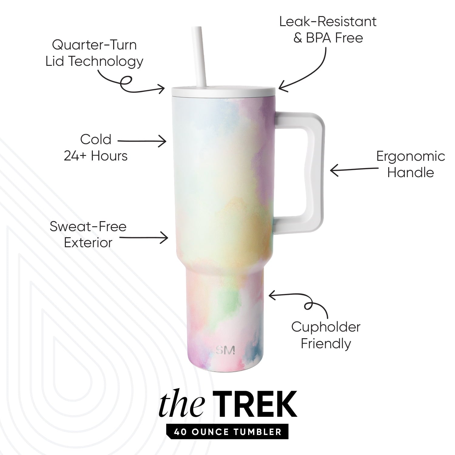 Simple Modern 40 fl oz Insulated Stainless Steel Trek Tumbler with Straw Lid | Blush Edition-FTMV