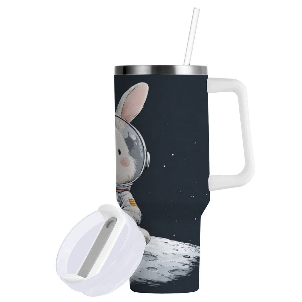 40 oz Insulated Stainless Steel Tumbler Double Wall Stainless Steel Tumbler with 2-Way Drinking Rabbit in A Space Edition-2DXJ