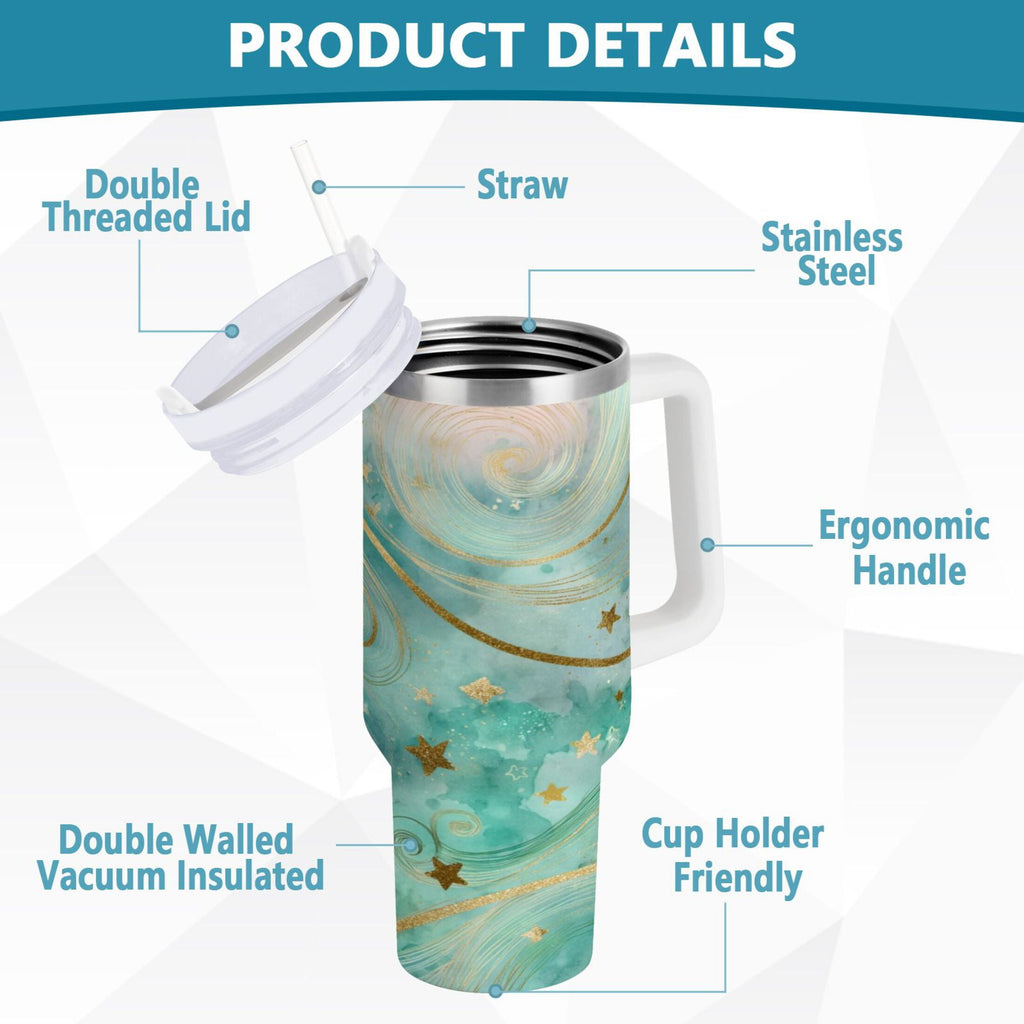 30 oz Insulated Stainless Steel Tumbler Double Wall Stainless Steel Tumbler with 2-Way Drinking Beautiful Swirling Lines Edition-GDNI