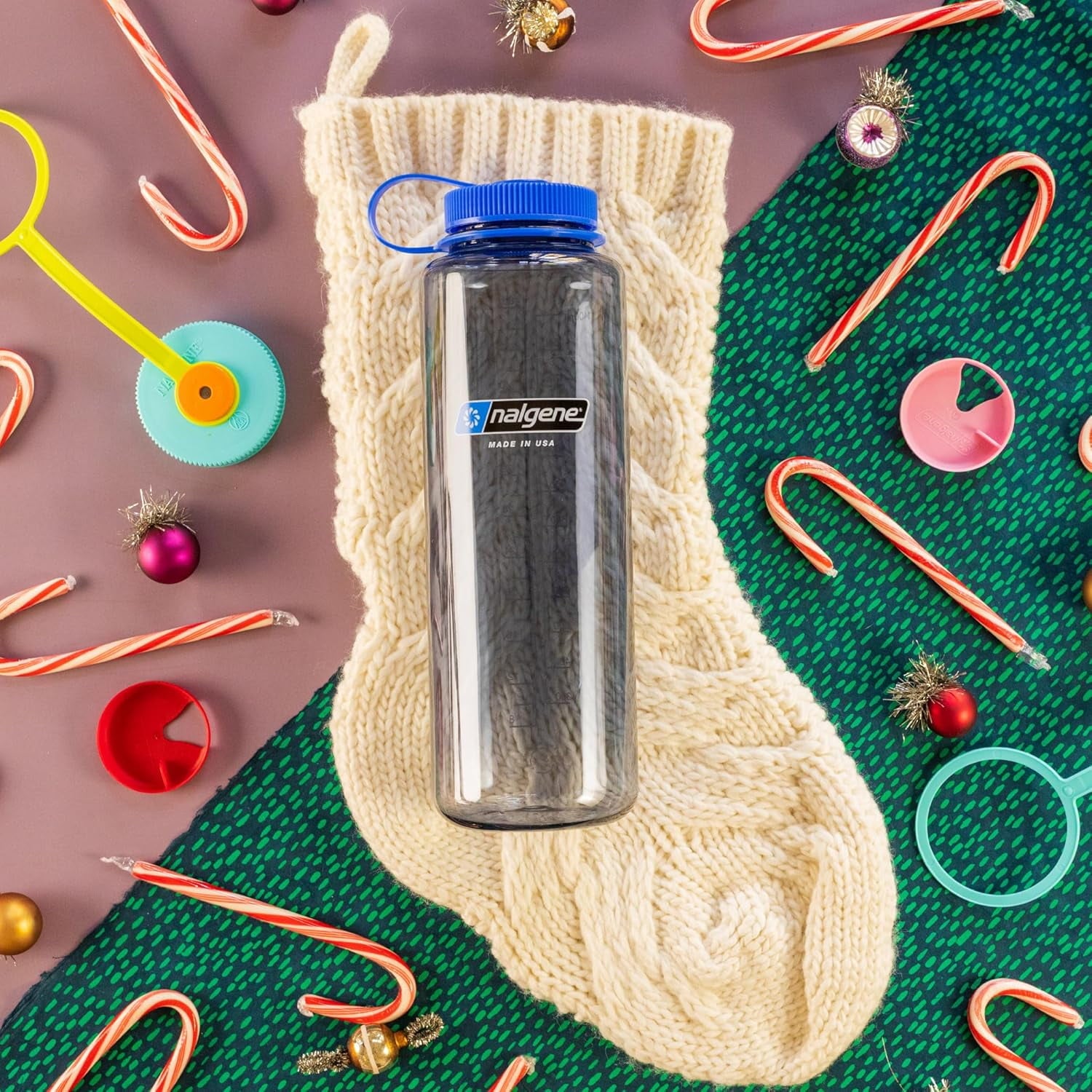 Nalgene Sustain Tritan BPA-Free Water Made with Material Derived from 50% Plastic Waste (using ISCC certified mass balance), 48 OZ, Wide Mouth, Cerulean Edition-LNDX