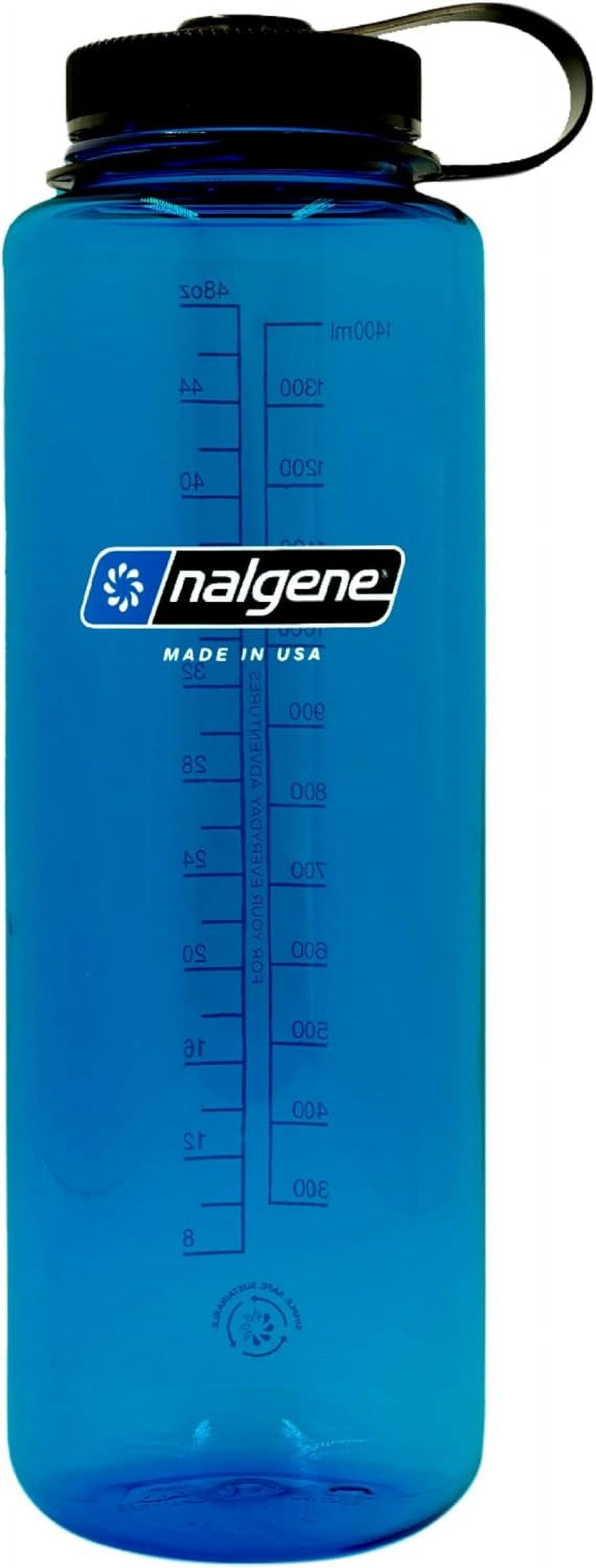 Nalgene Sustain Tritan BPA-Free Water Made with Material Derived from 50% Plastic Waste (using ISCC certified mass balance), 48 OZ, Wide Mouth, Cerulean Edition-LNDX