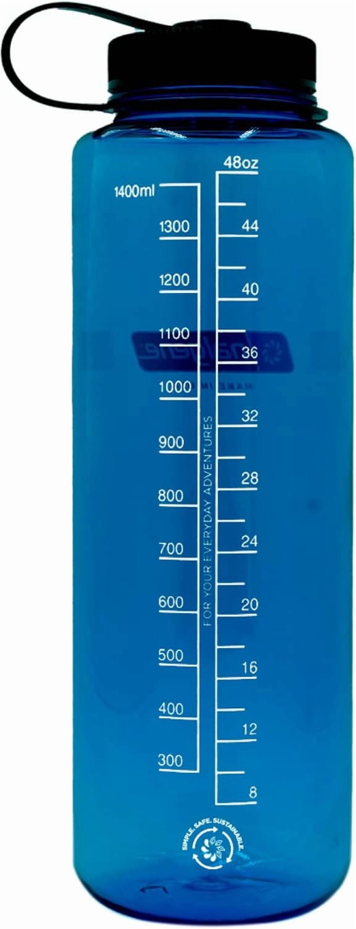 Nalgene Sustain Tritan BPA-Free Water Made with Material Derived from 50% Plastic Waste (using ISCC certified mass balance), 48 OZ, Wide Mouth, Cerulean Edition-LNDX