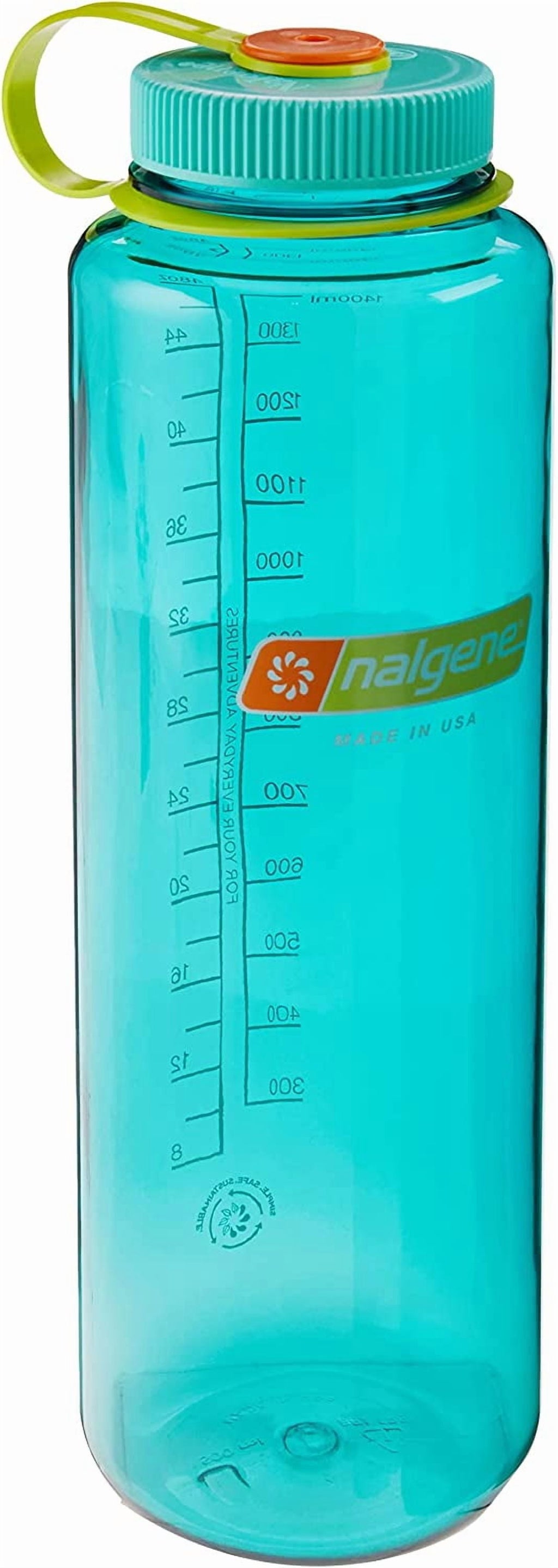 Nalgene Sustain Tritan BPA-Free Water Made with Material Derived from 50% Plastic Waste (using ISCC certified mass balance), 48 OZ, Wide Mouth, Cerulean Edition-LNDX